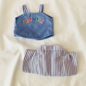 Webkinz Blue/White Striped Candy Cami & Shorts Plush Matching Outfit Set